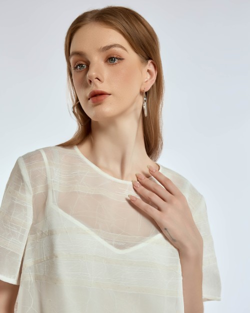 SIXDO G-White Organza Loose Dress for Women